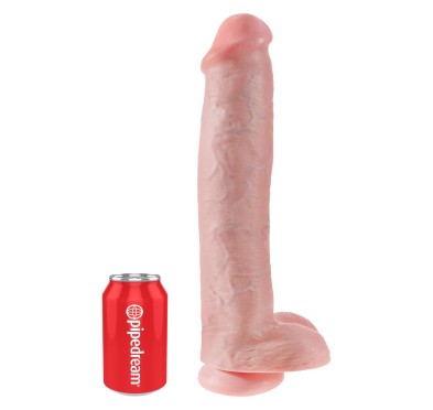 Dildo-KING COCK 15"""" WITH BALLS FLESH